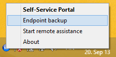 Endpoint backup tray icon on managed Windows computers